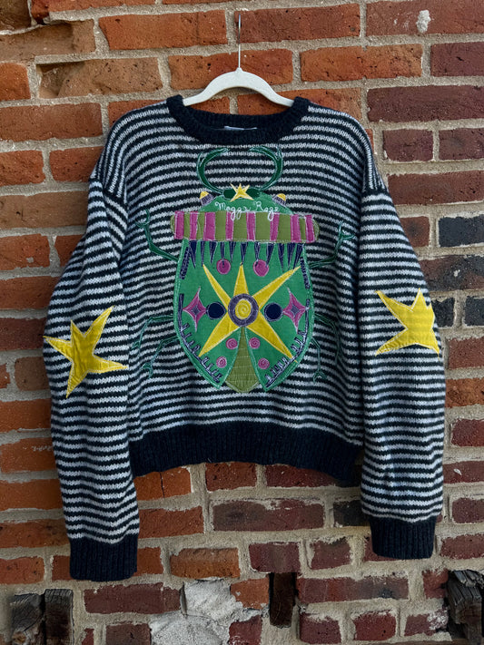Striped bug wool sweater(xl)