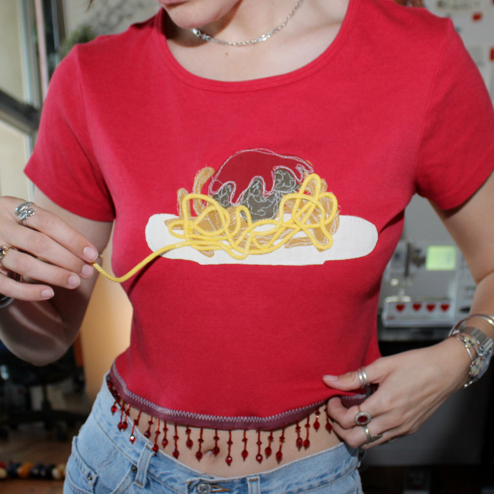 Spaghetti n fringe tee(medium)