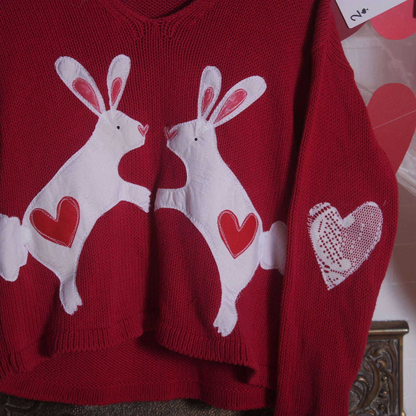 Rabbits in love sweater(medium) - Magg's Rags 