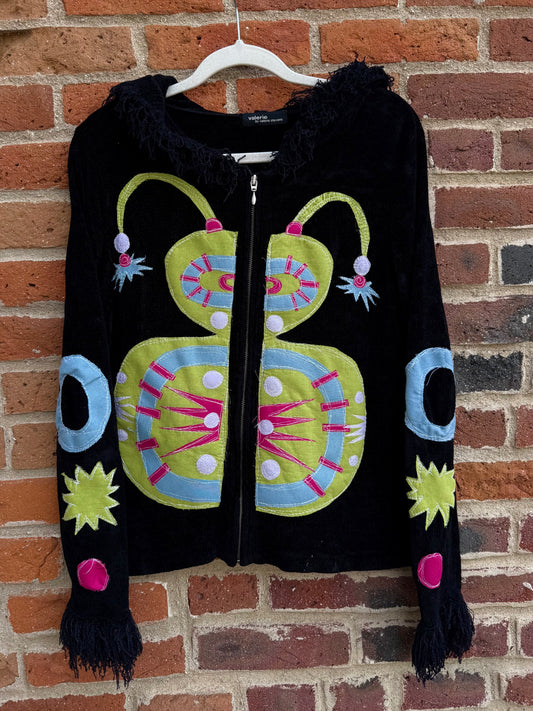 Abstract bug fringe sweater(large)