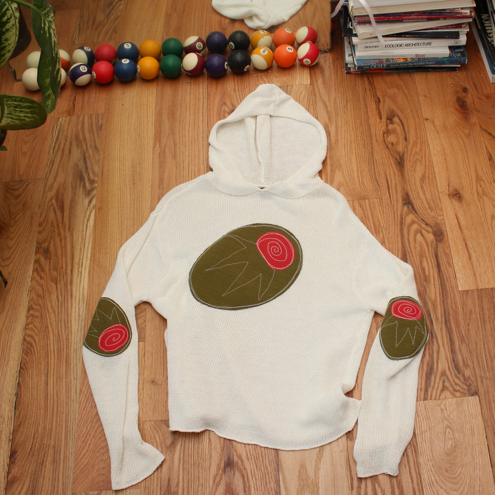 Olive elbow knit hoodie(small)