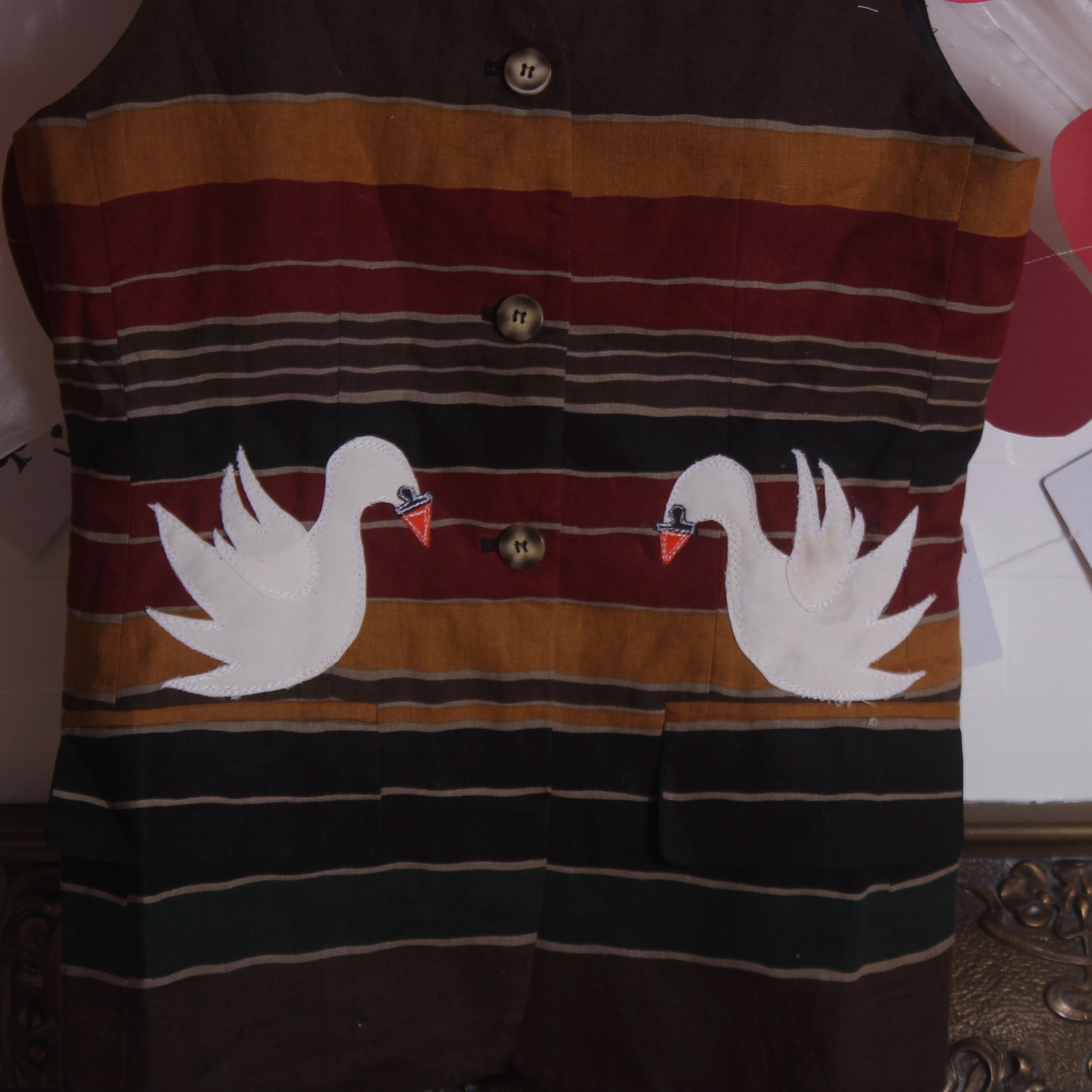 Swans ‘n stripes vest(small) - Magg's Rags 