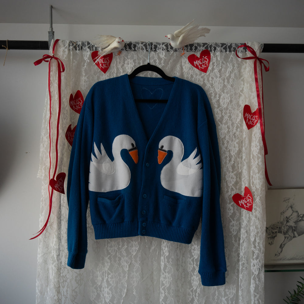 Blue swans in love cardigan (m)