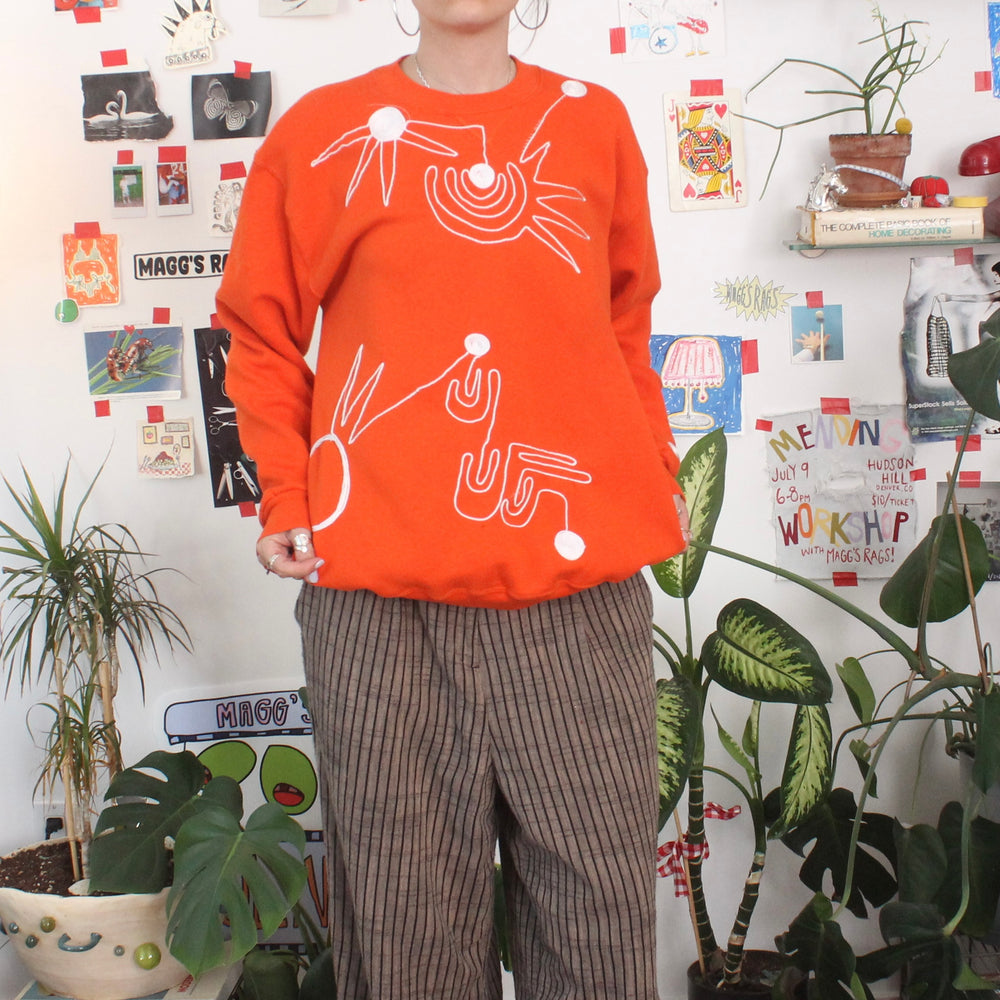 Orange swirly string crew(medium)