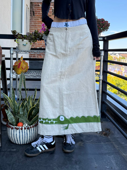 Linen gator maxi skirt(10) - Magg's Rags 