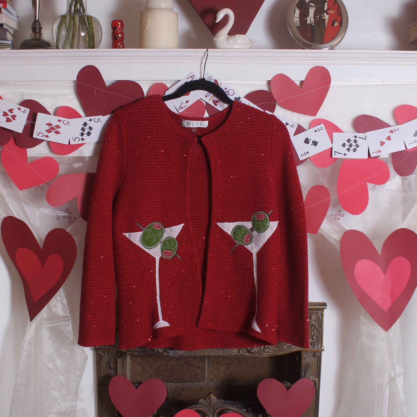 Shimmer martini split front sweater(large) - Magg's Rags 