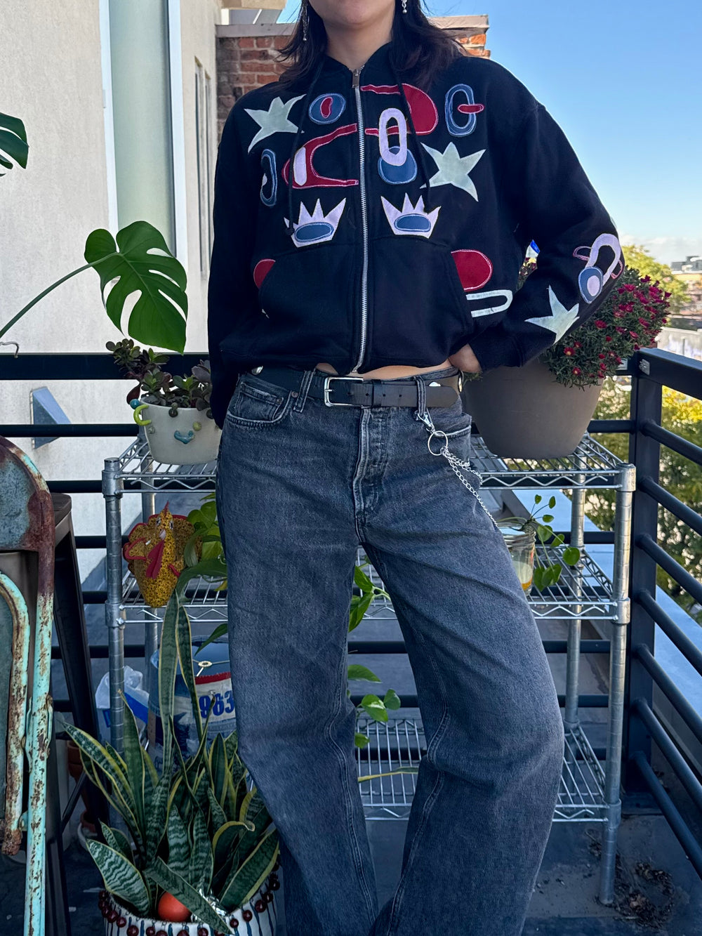 Abstract zip up hoodie(medium)