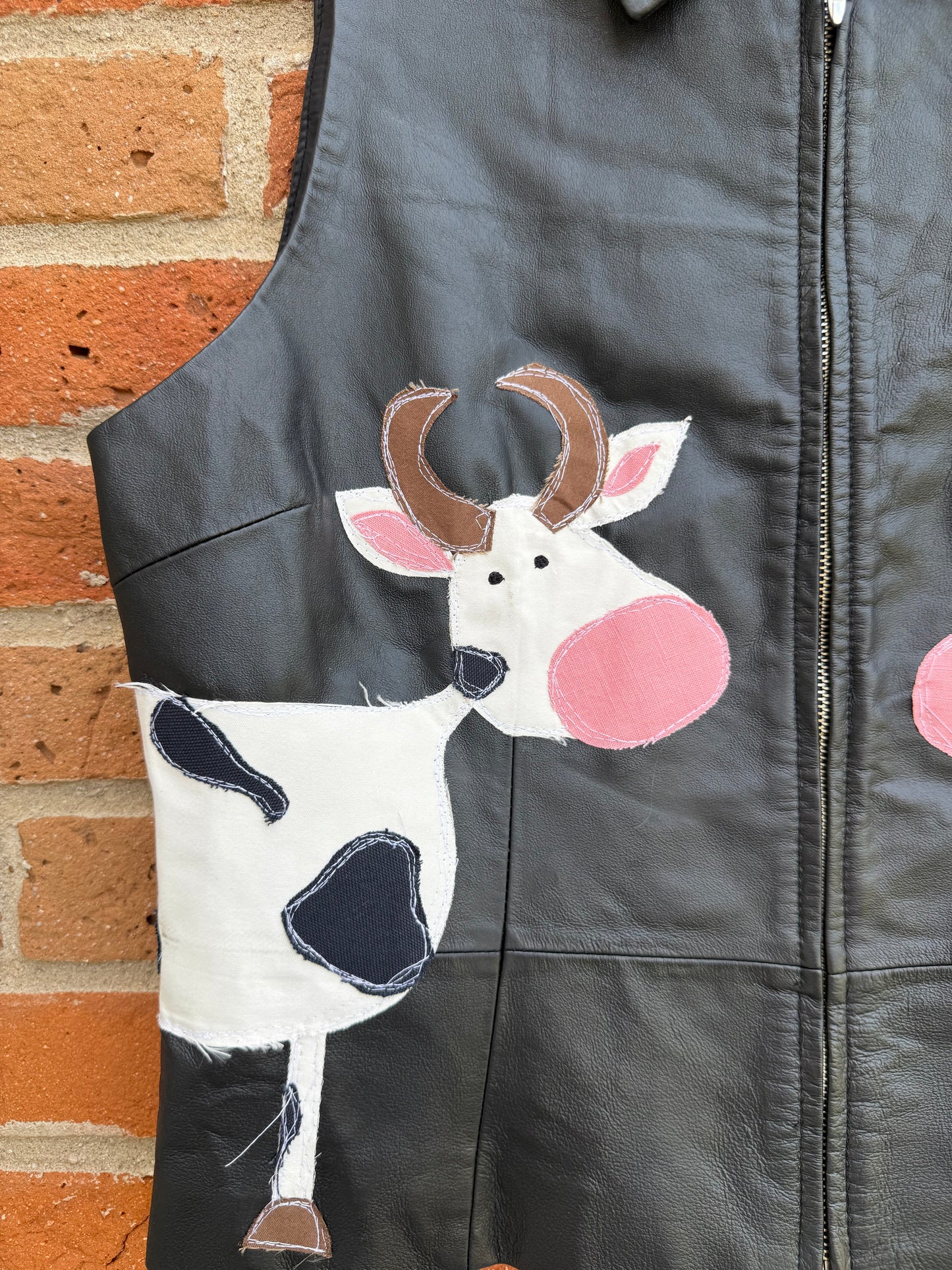 Double cow leather vest(XL)