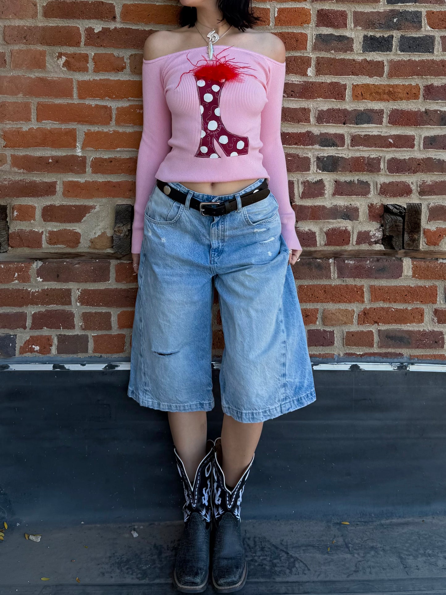 Furry Boot off the shoulder top(XS)