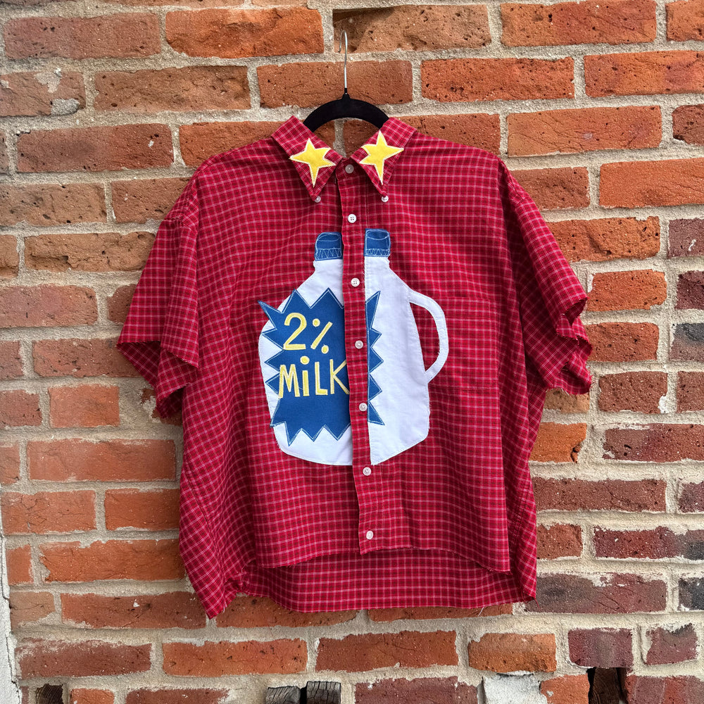 2% milk button up(XL)
