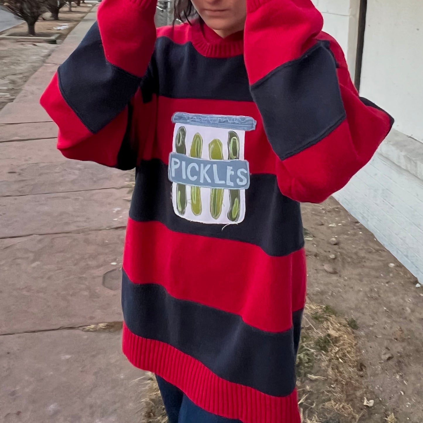 Striped pickes sweater(XL)