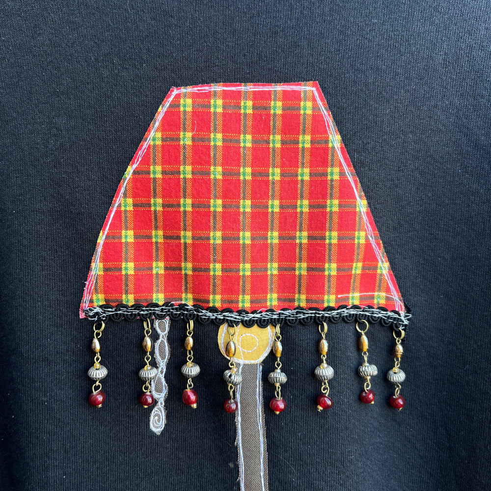 Plaid Fringe Lamp crew neck (small)