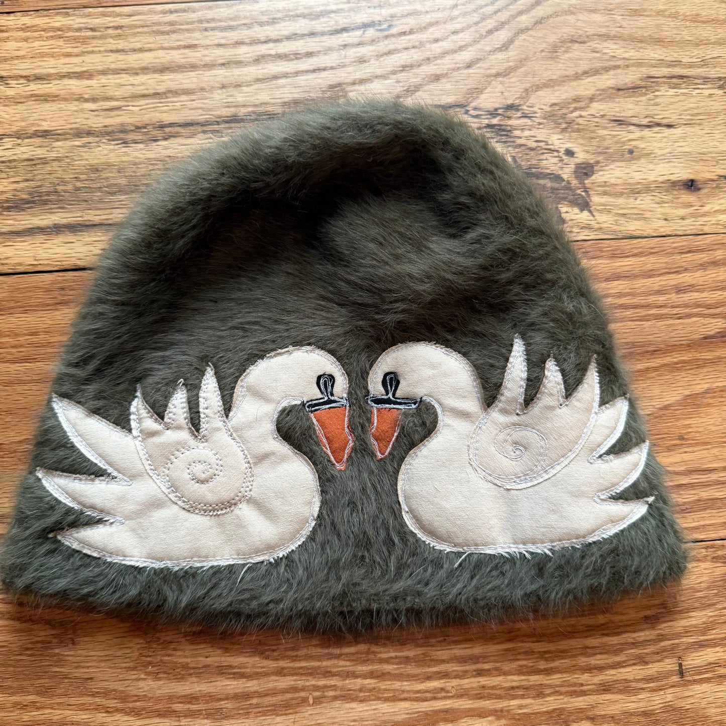 Swans in love furry beanie