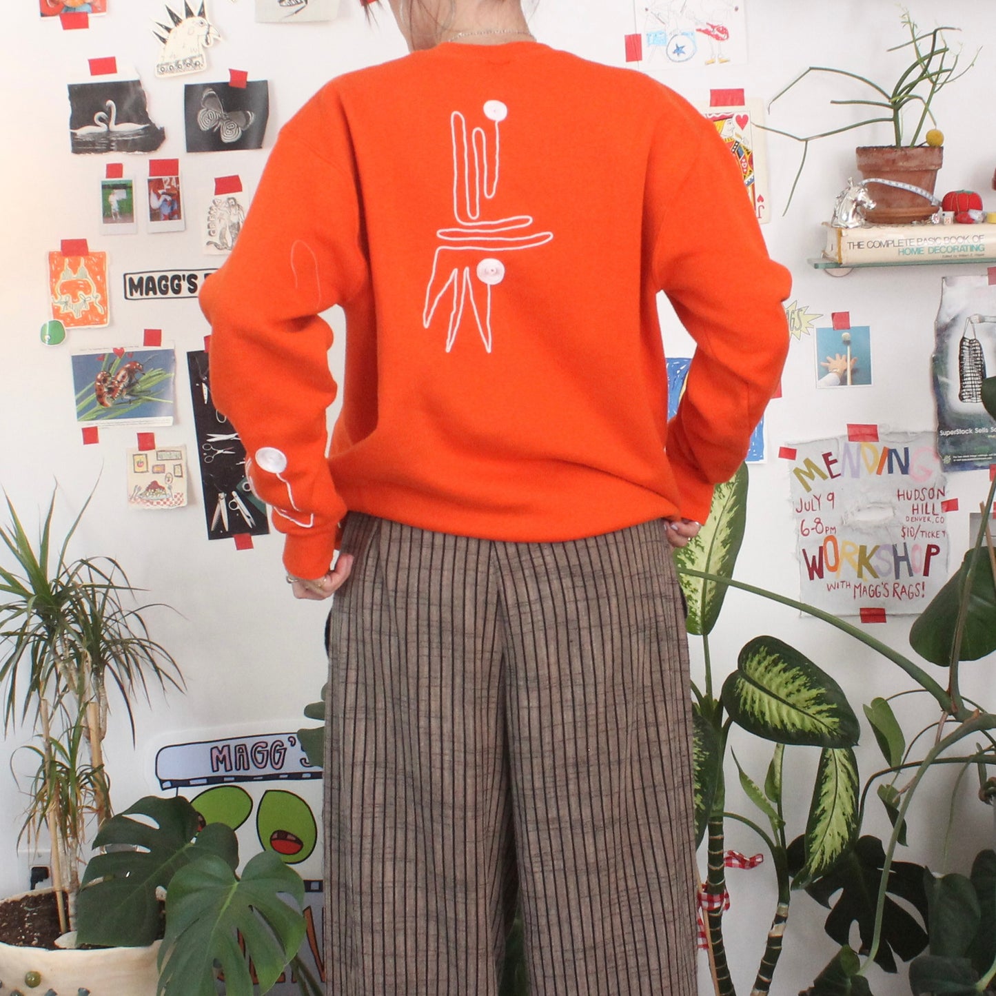 Orange swirly string crew(medium)
