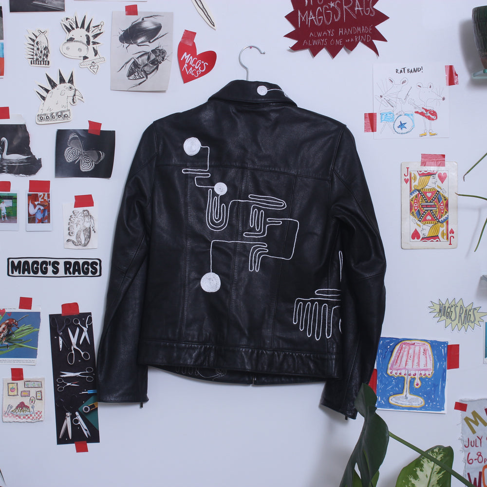 
                      
                        Swirly string leather jacket(small)
                      
                    