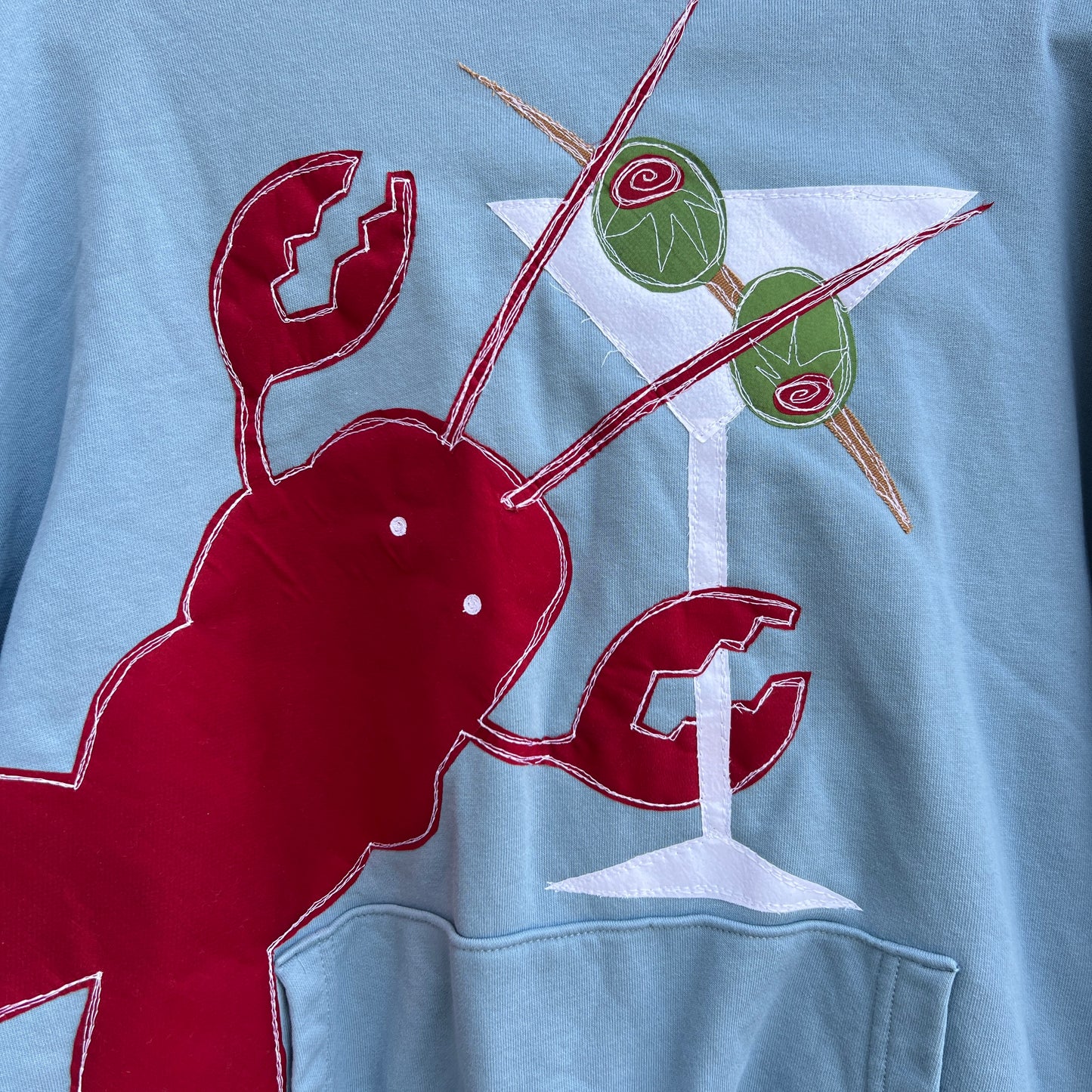 Blue lobster-tini hoodie(2XL)