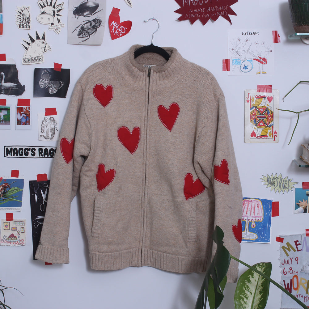 All over heart zip up fleece(XL)