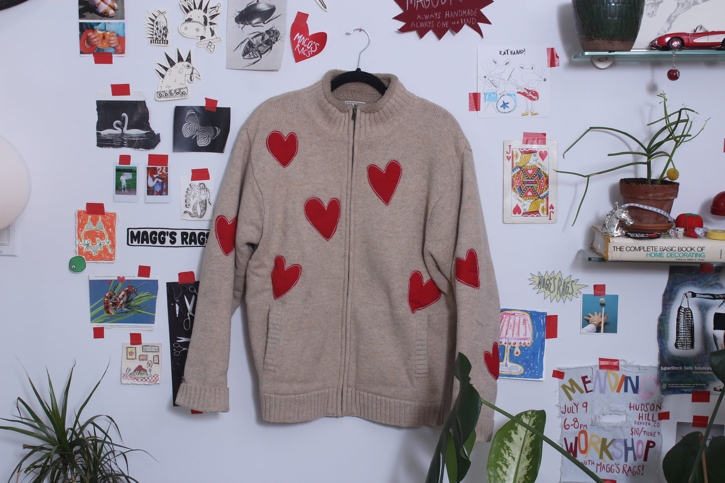 All over heart zip up fleece(XL)
