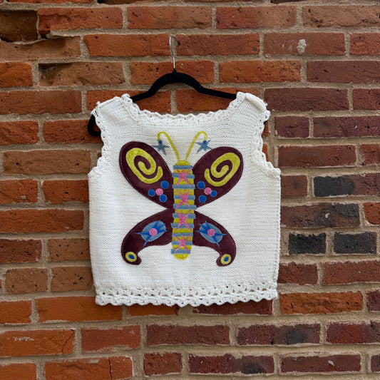 Hand knit butterfly sweater(small)