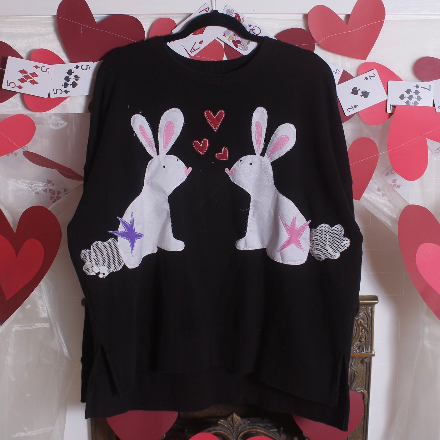 Rabbit duo crew ft. Heart sleeves(XL) - Magg's Rags 