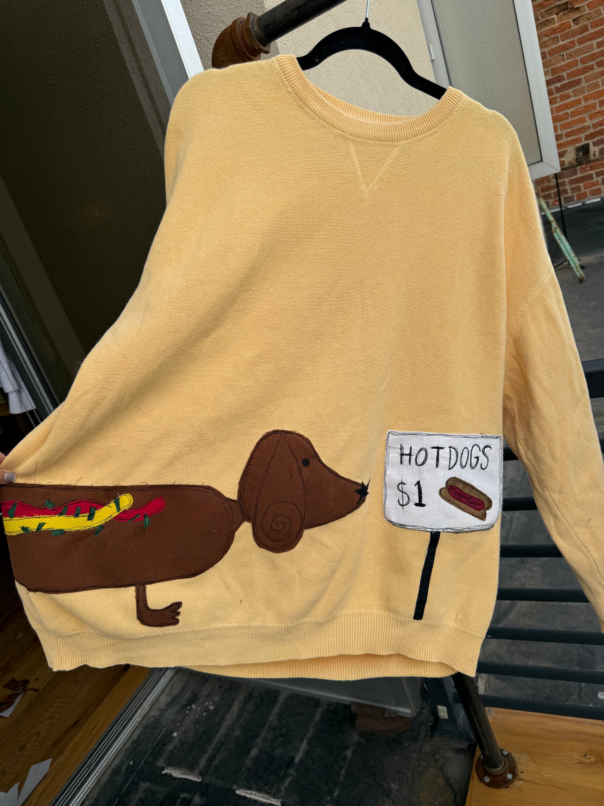 Dachshund selling hotdogs sweater(XL)