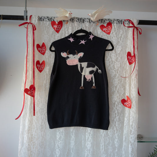 Black cow turtleneck tank(medium)
