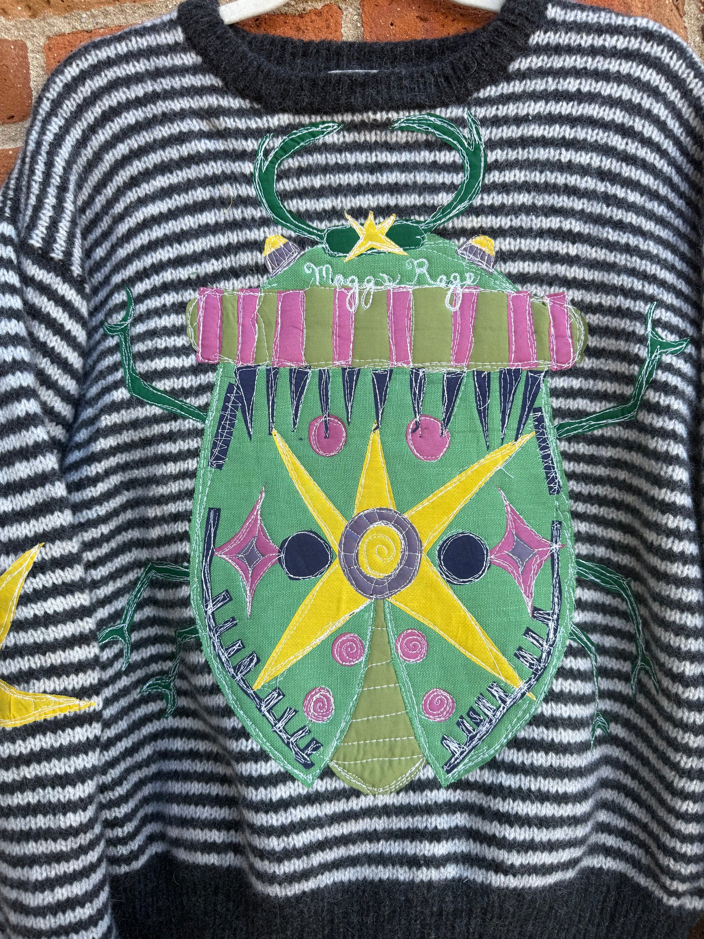 Striped bug wool sweater(xl)