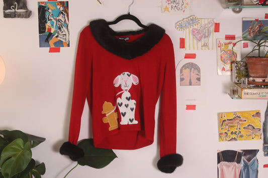 Fur trim Dalmatian top(M/L)