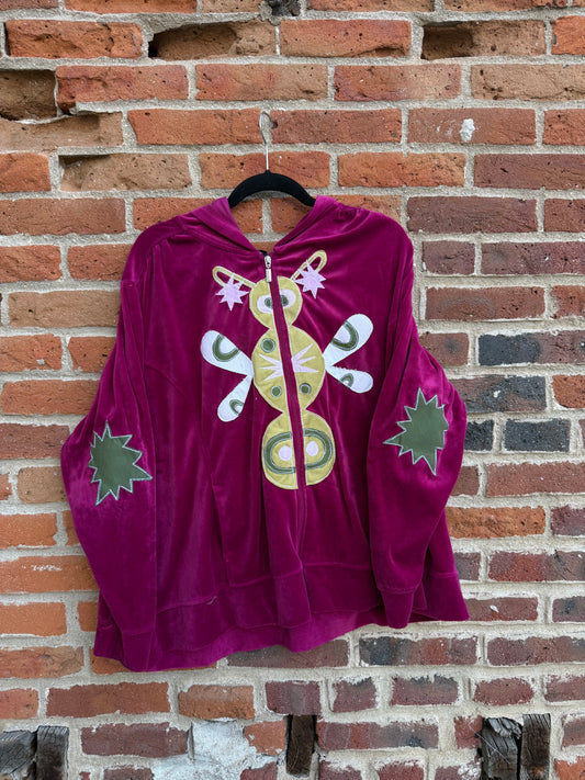 Velour mystery bug zip up(2XL)