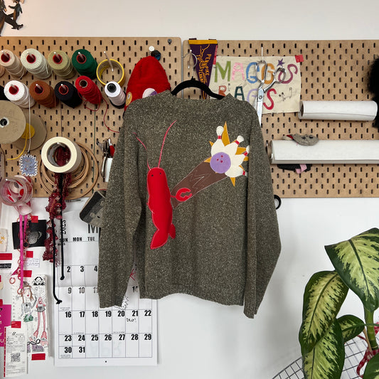 Lobster bowling strike sweater (large)