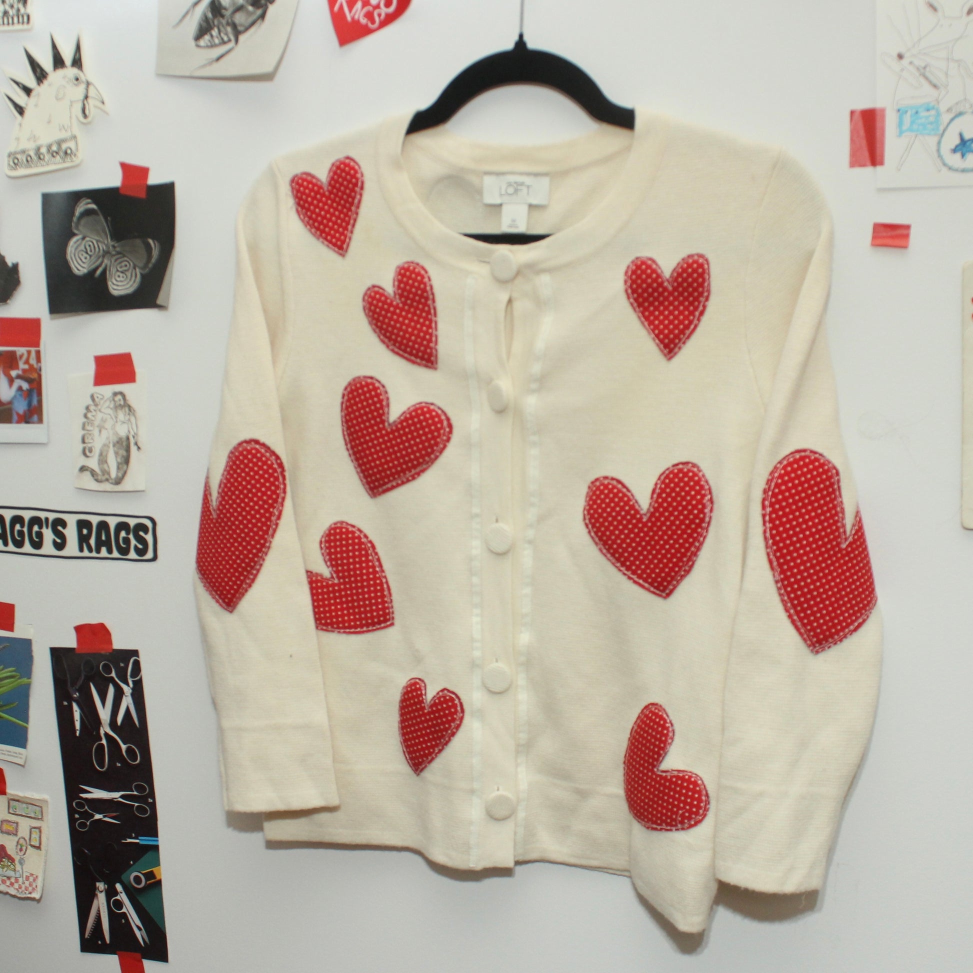 Hearts hearts hearts cardigan(small) - Magg's Rags 