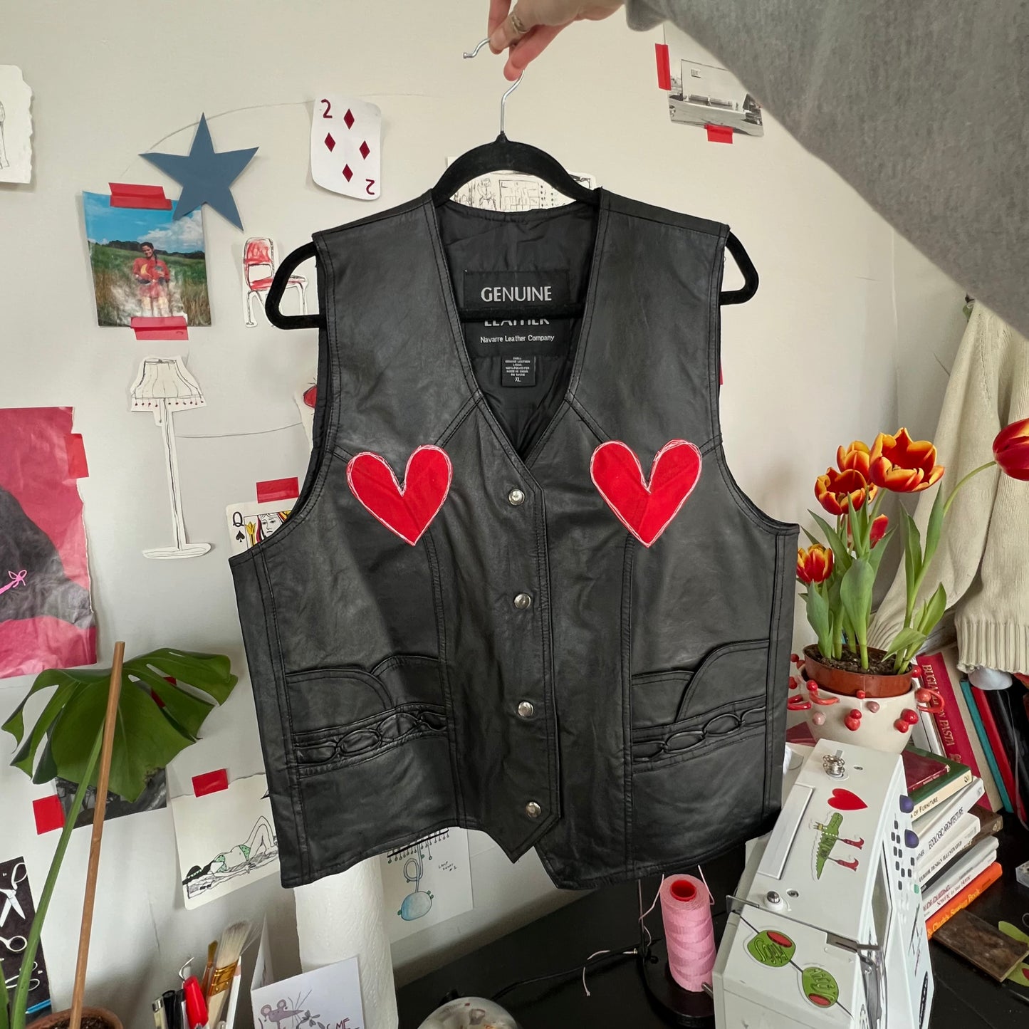 Leather heart vest(XXL)