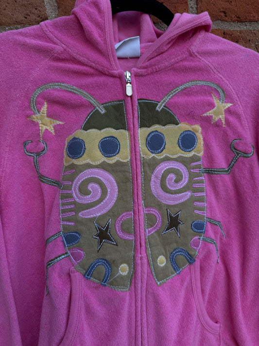 Pink bug Terry cloth zip up(small)