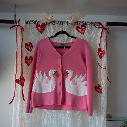 Swans in love pink cardigan (xl)