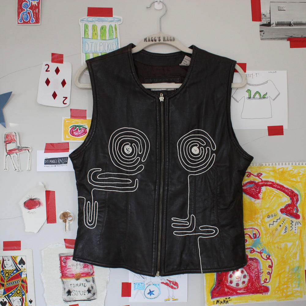 Silly string leather vest(medium)