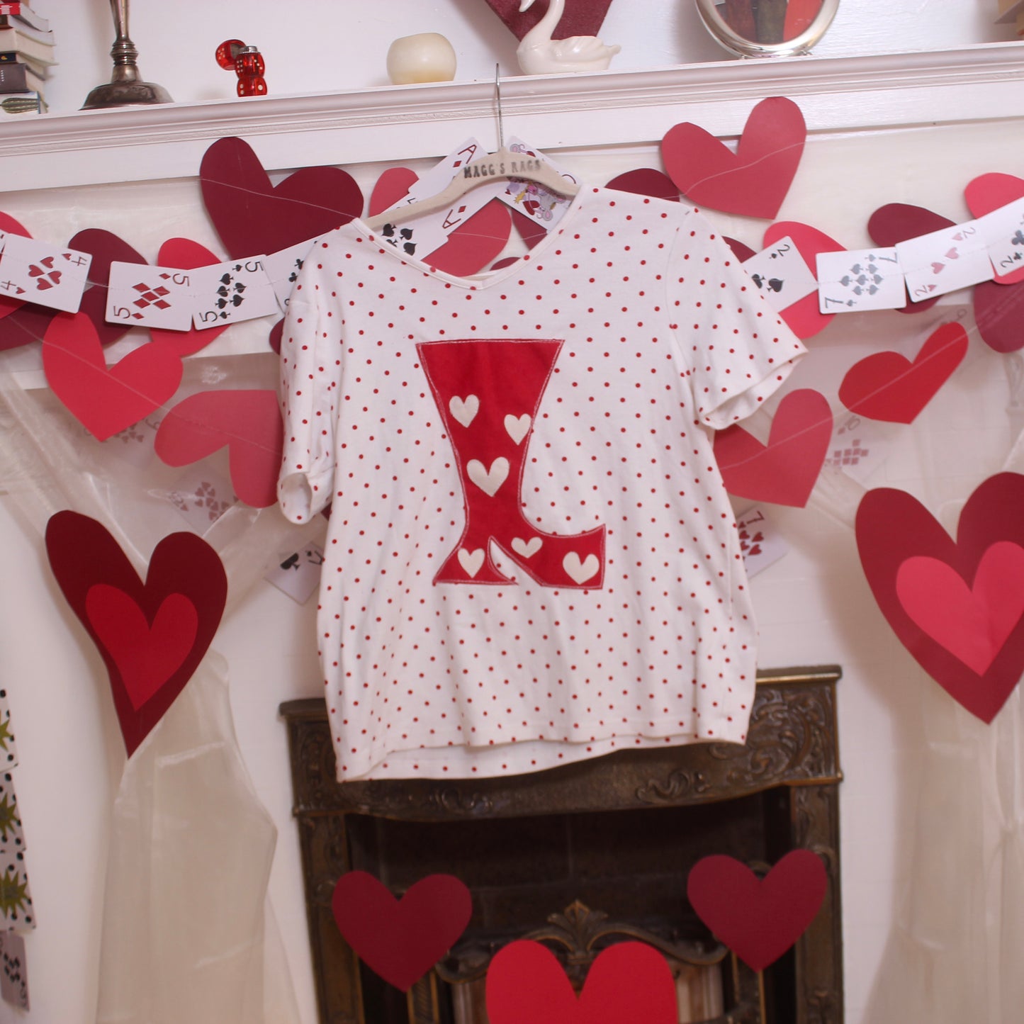 Polka dot heart boot tee(XL) - Magg's Rags 