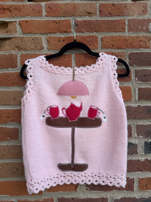 Tea time hand knit tank(S/M)