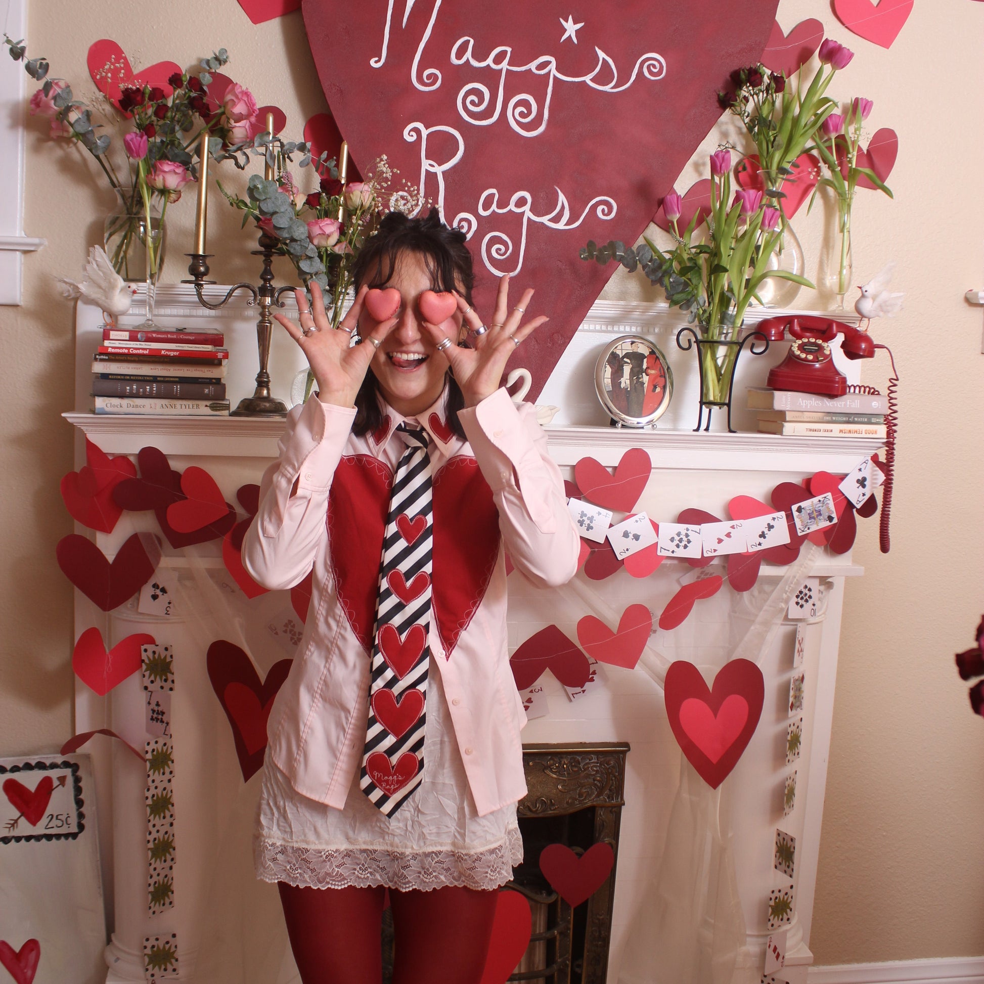 Heart button down & striped tie(small) - Magg's Rags 