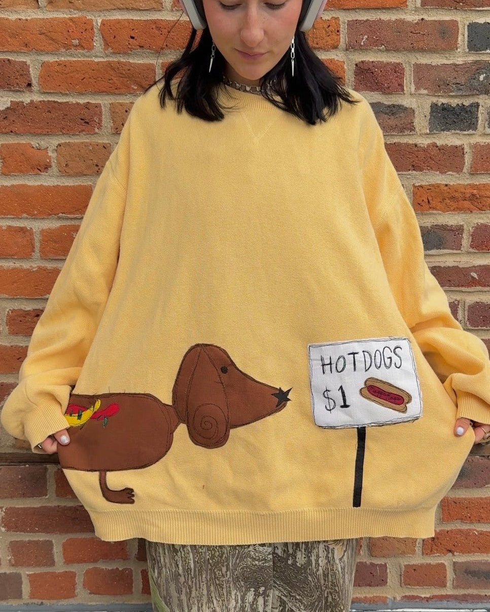 Dachshund selling hotdogs sweater(XL)