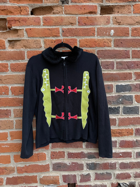 Fur collar gator x 2 sweater(Medium)