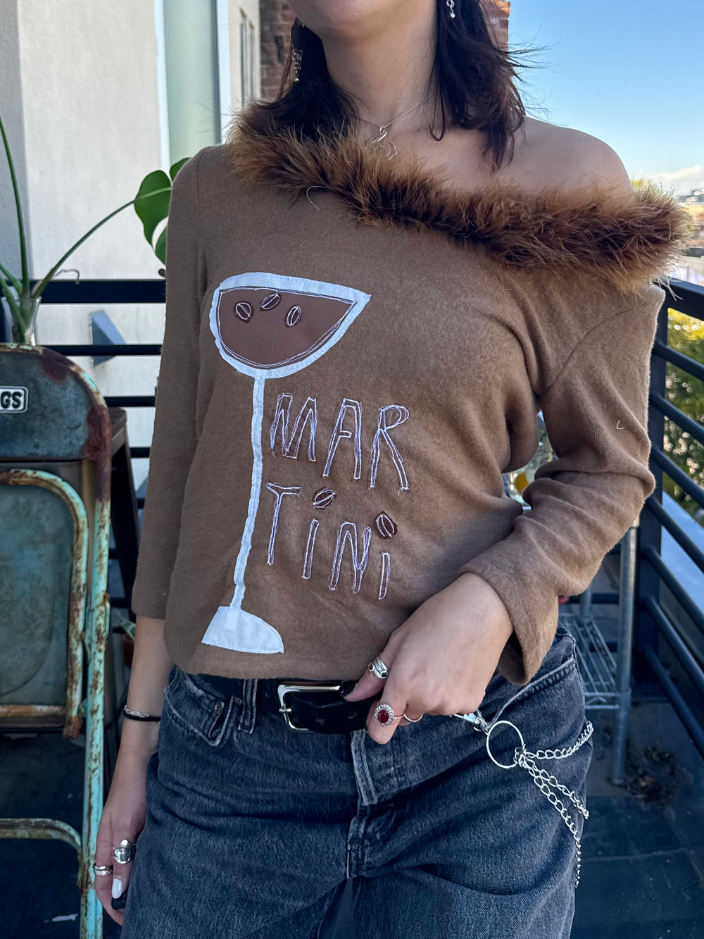 Fur trim espresso martini top(medium)