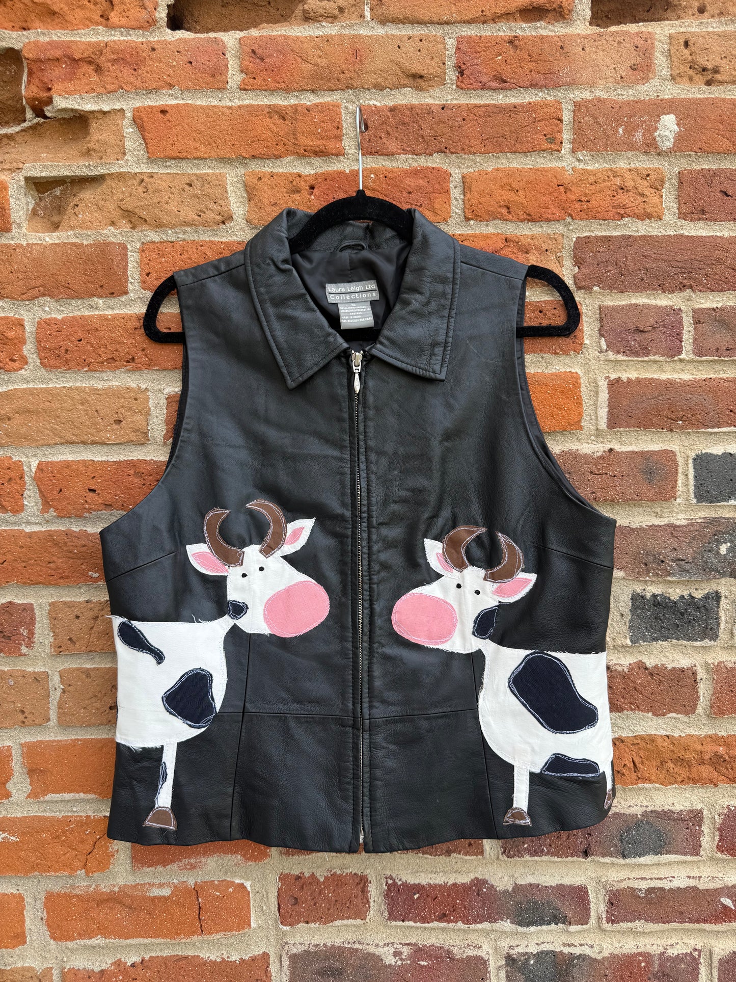 Double cow leather vest(XL)