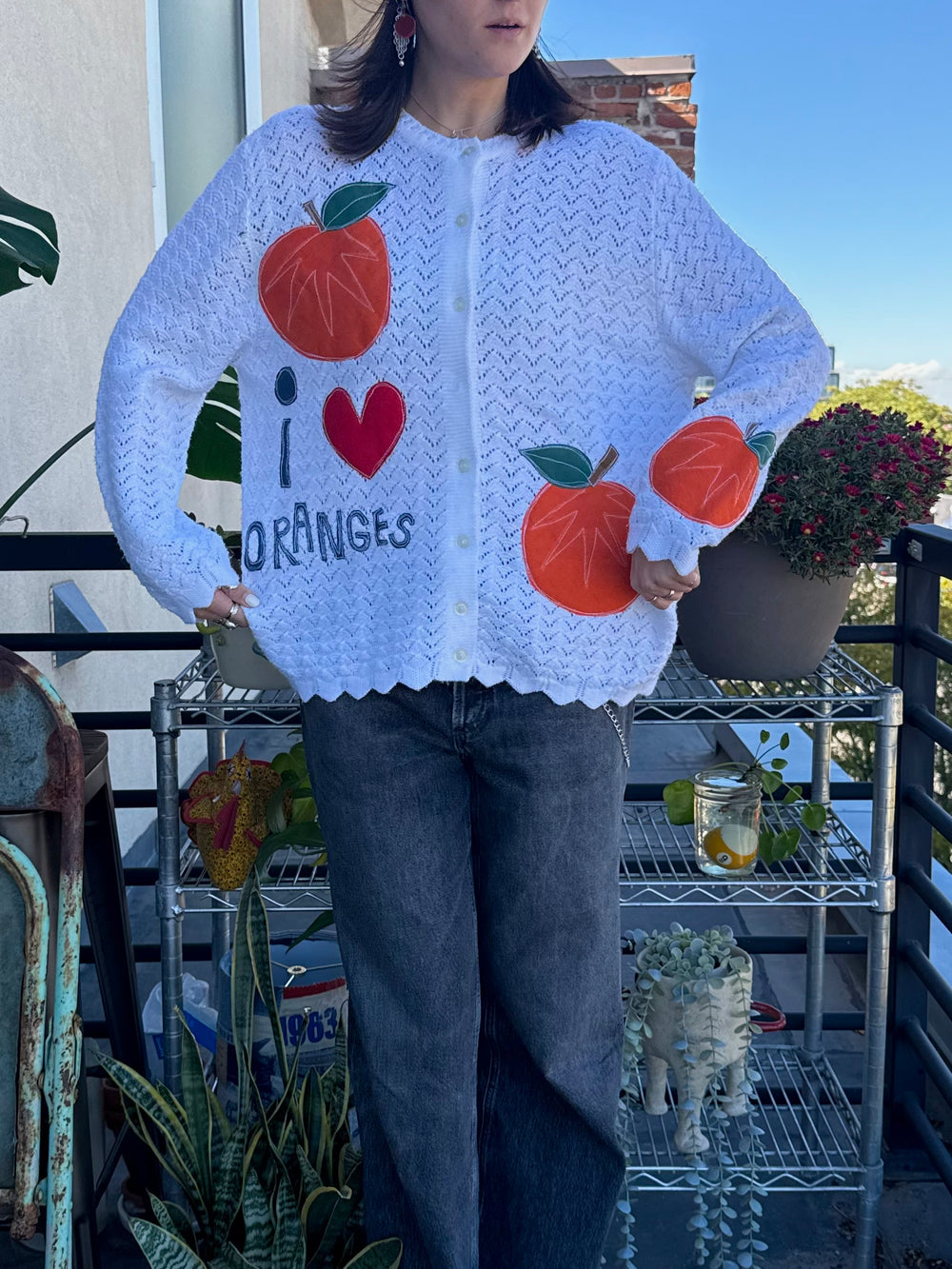 I <3 Oranges knit cardigan(Large)