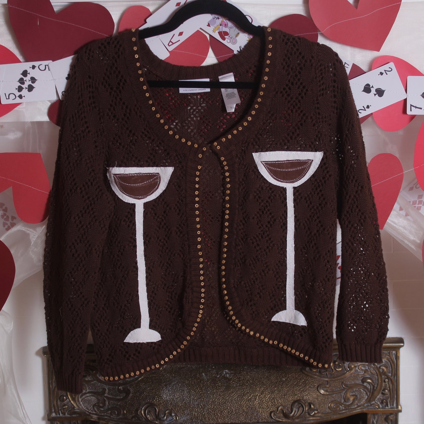 Espresso-tini split front sweater(large) - Magg's Rags 