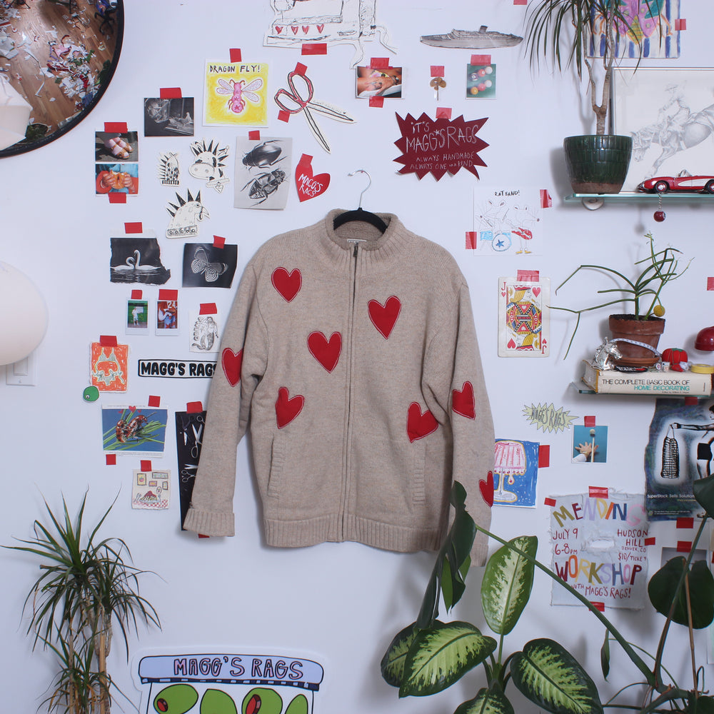 All over heart zip up fleece(XL)