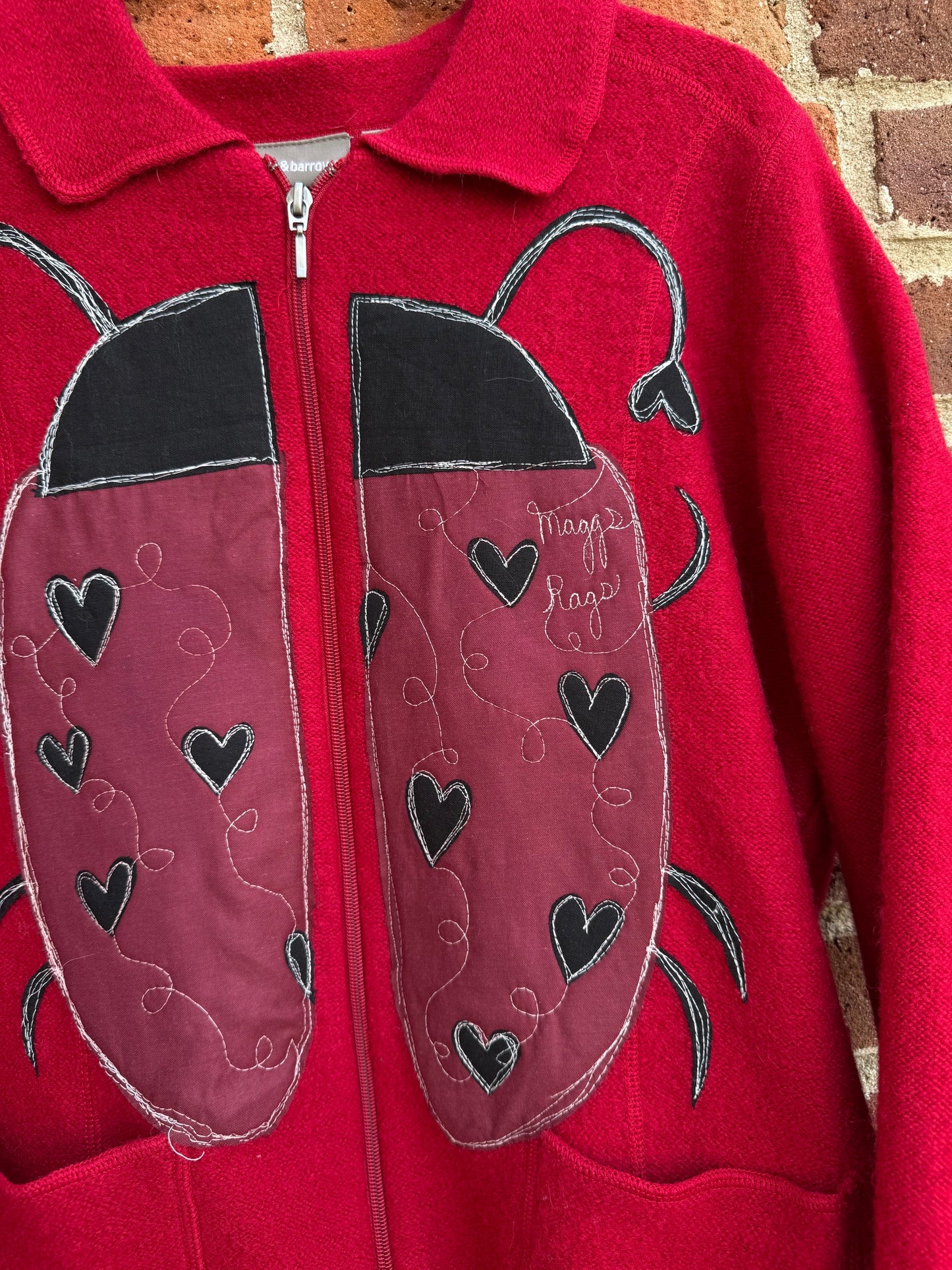 Lady bug zip up sweater(large)