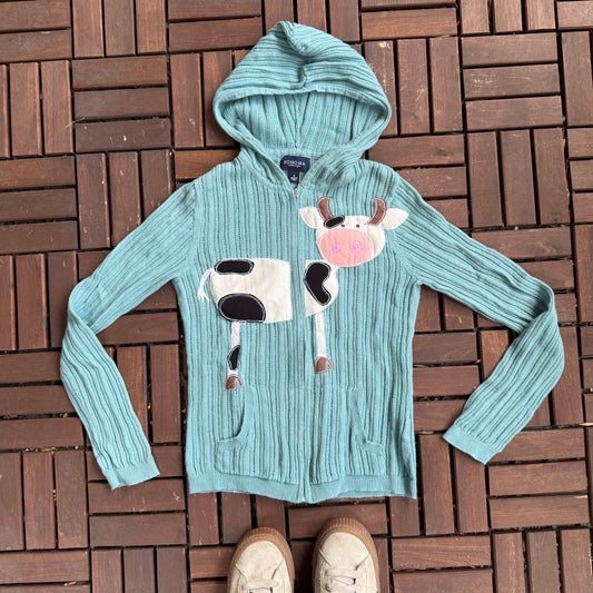 Split front cow sweater(small)