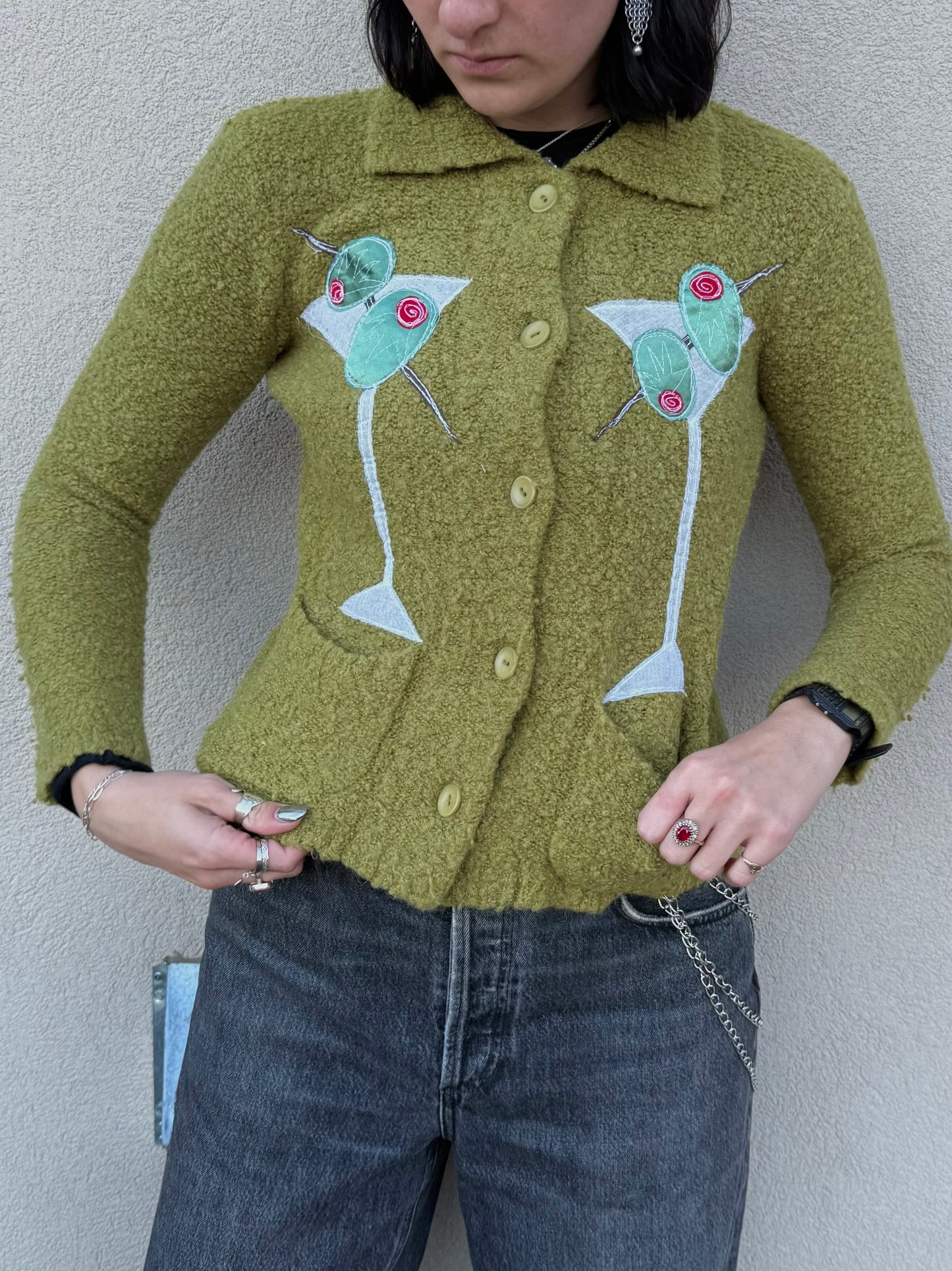 Double martini wool cardigan(XS)