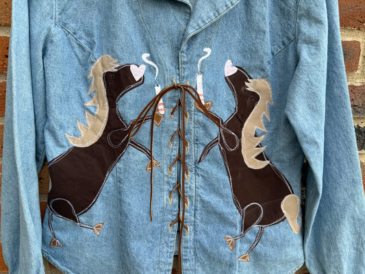 Horses n’ ciggies denim top(M/L)