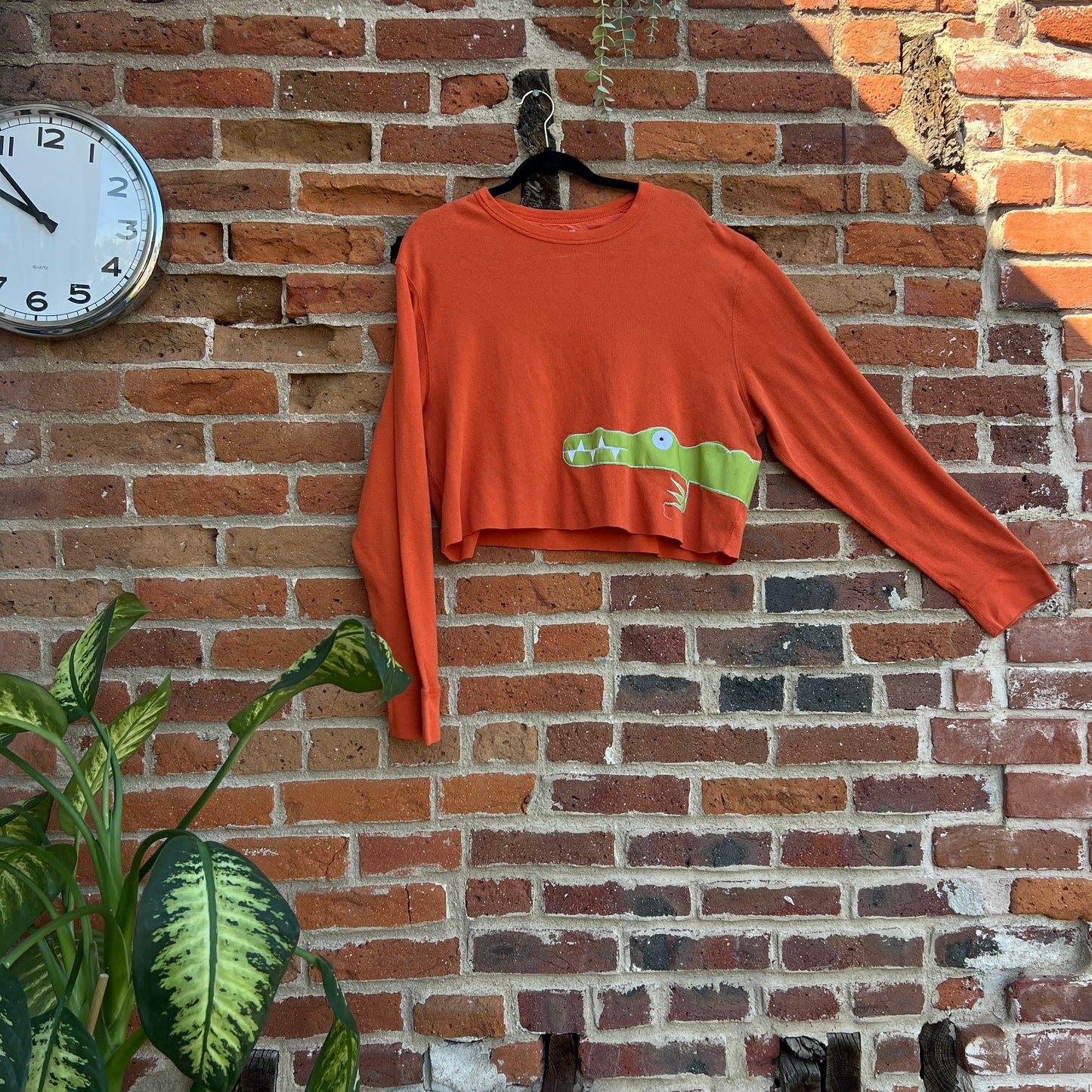 Wrap around gator long sleeve crop top (xl)